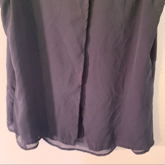 H&M Swing Tank Top Blouse Navy Blue Black Studded - Picture 10 of 11